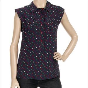 Marc Jacobs Ace of Spades Silk Blouse Size 4 Small
